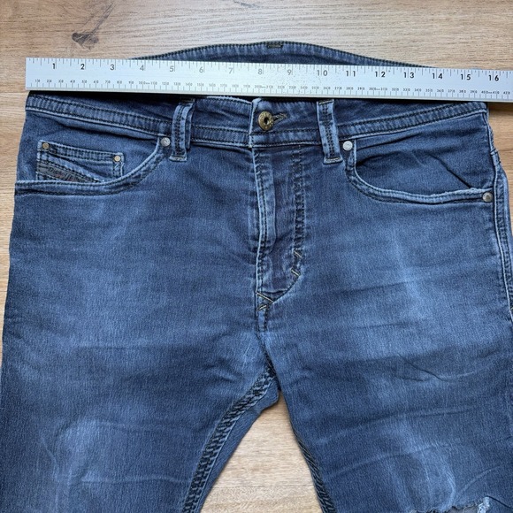 Diesel Jogg Jeans Men 30x32 Blue Thavar-NE Slim Skinny Stretch Distressed 0842W - Picture 11 of 15